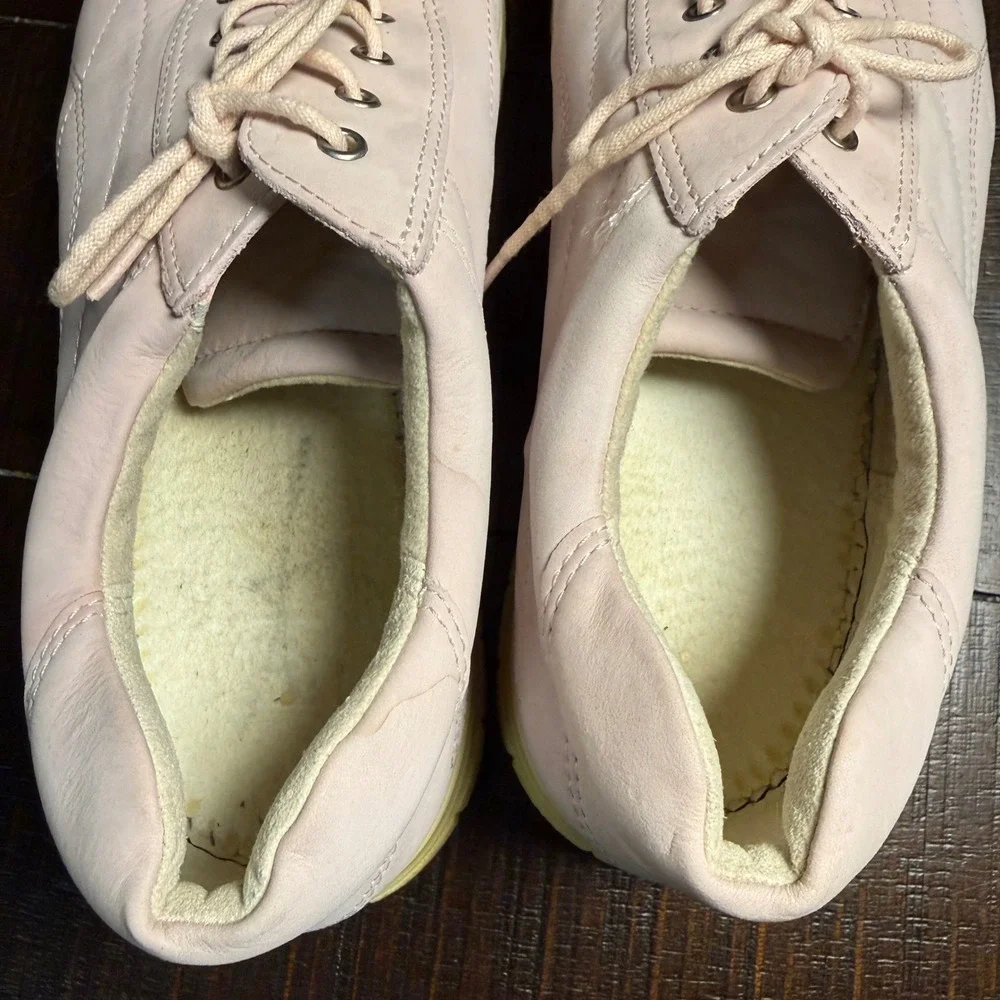 ECCO Soft Fresh Pastel Pink Leather Lace Up Walking Sneakers Shoes‎ Womens 41 10